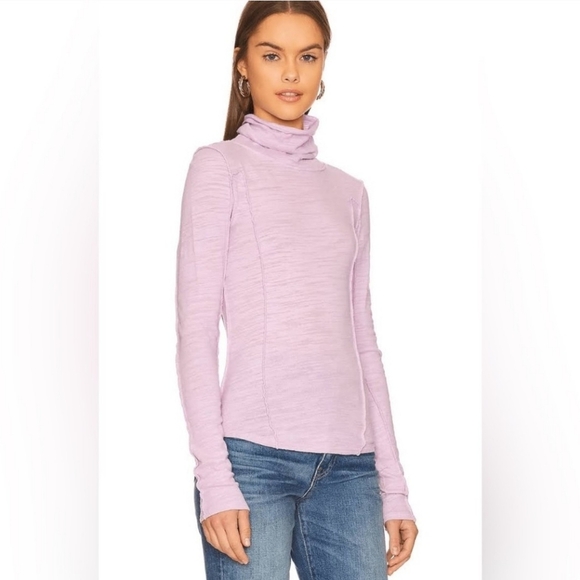We The Free Size M 100% Cotton Lavender Turtleneck Sweater Longsleeve - Picture 1 of 7